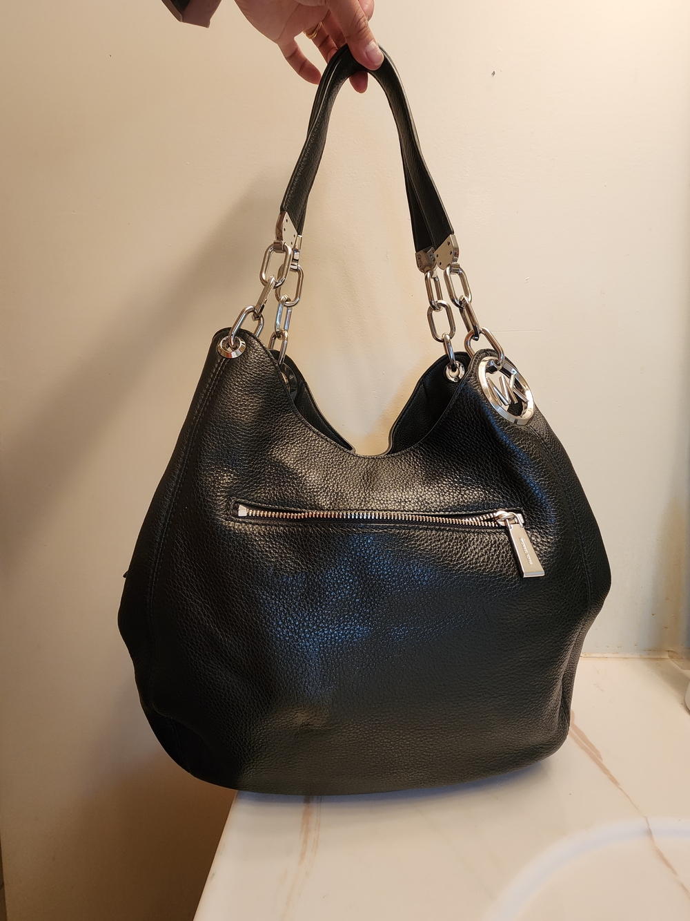 Michael Kors Fulton Black Pebbled Leather Shoulder Bag - Picture 3 of 7